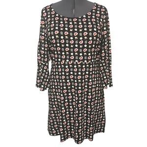 NEW Boden Miriam Jersey Bell Sleeve Tunic Dress Size 14 R UK 18 Black Floral NWT